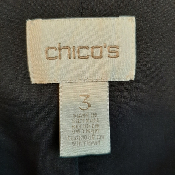 Chico's Pieced Ponte Lace-Mix Faux Leather Jacket Black/Champagne Size XL - Picture 9 of 12